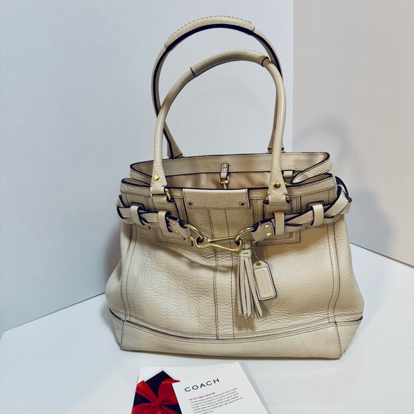 Coach Ivory Pebbled Leather Satchel - Picture 1 of 9